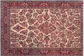 6x9 hand knotted Persian wool rug in beige and red - Persian Connie