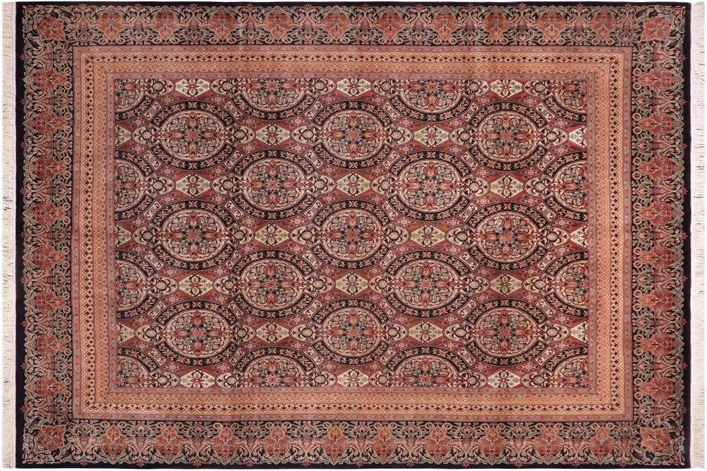 handmade Transitional Paracha Black Gold Hand Knotted RECTANGLE 100% WOOL area rug 8x10