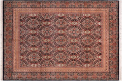 handmade Transitional Paracha Black Gold Hand Knotted RECTANGLE 100% WOOL area rug 8x10