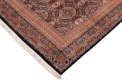 handmade Transitional Paracha Black Gold Hand Knotted RECTANGLE 100% WOOL area rug 8x10