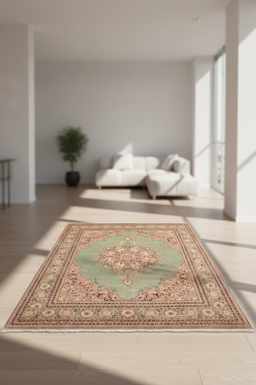 handmade Traditional Lt. Green Lt. Green Hand Knotted RECTANGLE 100% WOOL area rug 8x10