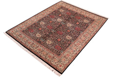 handmade Transitional Hashmi Black Beige Hand Knotted RECTANGLE 100% WOOL area rug 8x10
