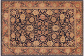 9x12 hand knotted Ziegler wool rug in blue and salmon - Bohemian Ziegler Regenia