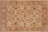 9x12 hand knotted transitional wool rug in beige and tan - Chic Seema