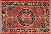 9x12 hand knotted Ziegler wool rug in rust and blue - Eclectic Ziegler Laurine