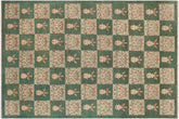 9x12 hand knotted modern wool rug in green and tan - Chic Lore