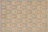 9x12 hand knotted modern wool rug in blue and beige - Modern Robena