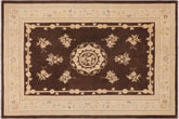 9x12 hand knotted Ziegler wool rug in brown and beige - Bohemian Ziegler Angeles
