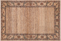 handmade Modern Gabbeh Beige Rust Hand Knotted RECTANGLE 100% WOOL area rug 6' x 9'