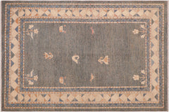 handmade Modern Gabbeh Blue Orange Hand Knotted RECTANGLE 100% WOOL area rug 6' x 9'