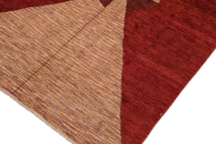 handmade Modern Gabbeh Red Beige Hand Knotted RECTANGLE 100% WOOL area rug 7' x 10'