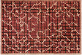 6x9 hand knotted modern wool rug in rust and black - Modern Arnita