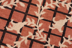 handmade Modern Kafkaz Orange Tan Hand Knotted RECTANGLE 100% WOOL area rug 6' x 9'