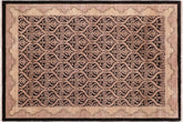 6x9 hand knotted transitional wool rug in black and tan - Bohemian Nickole