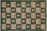 6x9 hand knotted modern wool rug in green and tan - Modern Latia