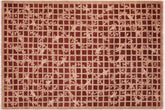 6x9 hand knotted modern wool rug in red and tan - Chic Lane