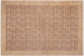 6x9 hand knotted modern wool rug in red and tan - Chic Jacquali