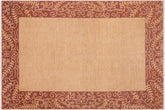6x9 hand knotted modern wool rug in beige and brown - Modern Gwenda