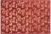 6x9 hand knotted modern wool rug in red and gold - Eclectic Cleopatr