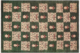 6x9 hand knotted modern wool rug in green and tan - Modern Carlie