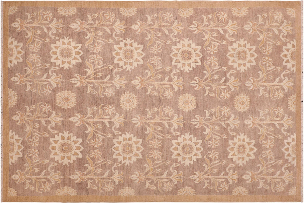 handmade Modern Kafkaz Brown Gold Hand Knotted RECTANGLE 100% WOOL area rug 6' x 9'