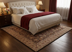 handmade Transitional Brown Taupe Hand Knotted RECTANGLE 100% WOOL area rug 6x9