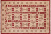 6x9 hand knotted modern wool rug in red and tan - Chic So