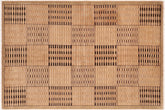 6x9 hand knotted modern Gabbeh wool rug in tan and brown - Bohemian Gabbeh Shemika