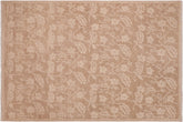 6x9 hand knotted modern wool rug in brown and tan - Modern Scarlet