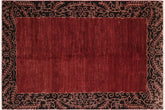 6x10 hand knotted modern wool rug in red and black - Chic Santina