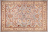 10x14 hand knotted Ziegler wool rug in blue and gold - Oriental Ziegler Pamila