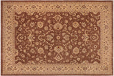 10x14 hand knotted Ziegler wool rug in brown and gold - Bohemian Ziegler Hye