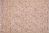 6x9 hand knotted modern wool rug in tan and rose - Modern Yee