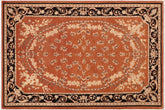 6x9 hand knotted transitional wool rug in rust and black - Bohemian Yanira