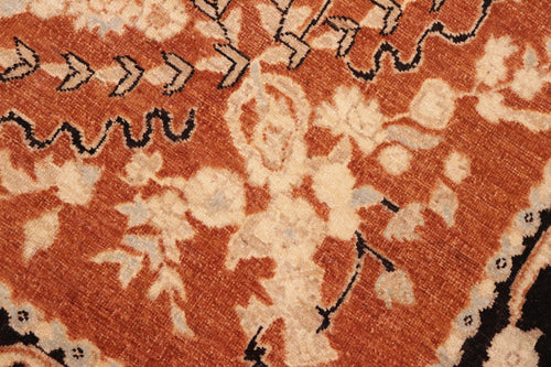 handmade Transitional Kafkaz Rust Black Hand Knotted RECTANGLE 100% WOOL area rug 6' x 9'