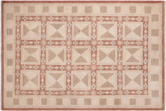 handmade Modern Kafkaz Rust Tan Hand Knotted RECTANGLE 100% WOOL area rug 6' x 9'