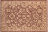 6x9 hand knotted Ziegler wool rug in brown and tan - Bohemian Ziegler Carley
