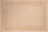 6x9 hand knotted Ziegler wool rug in tan and rust - Bohemian Ziegler Tuyet