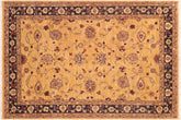 6x9 hand knotted Ziegler wool rug in gold and blue - Oriental Ziegler Silva
