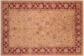 6x9 hand knotted Ziegler wool rug in brown and red - Bohemian Ziegler Michal