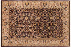 handmade Traditional Design Brown Tan Hand Knotted RECTANGLE 100% WOOL area rug 6' x 9'