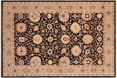 6x9 hand knotted Ziegler wool rug in black and green - Chic Ziegler Julee
