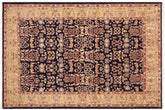 6x9 hand knotted transitional wool rug in blue and gold - Chic Diedra