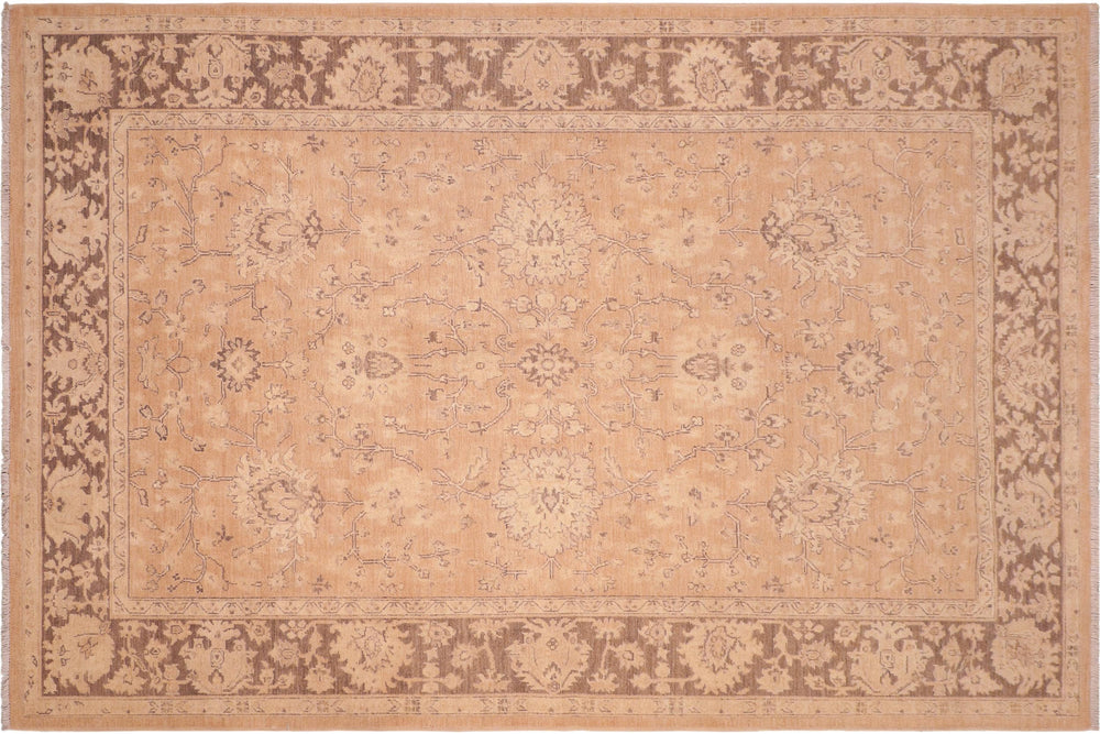 handmade Traditional Kafkaz Brown Tan Hand Knotted RECTANGLE 100% WOOL area rug 6x9