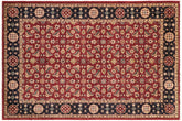 6x9 hand knotted transitional wool rug in red and blue - Boho Chic Dawne