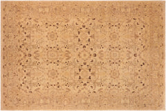 handmade Transitional Kafkaz Tan Brown Hand Knotted RECTANGLE 100% WOOL area rug 10' x 13'