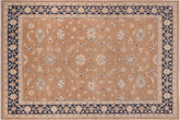10x14 hand knotted Ziegler wool rug in brown and blue - Bohemian Ziegler Soraya