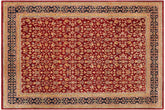 9x12 hand knotted transitional wool rug in red and blue - Chic Shela
