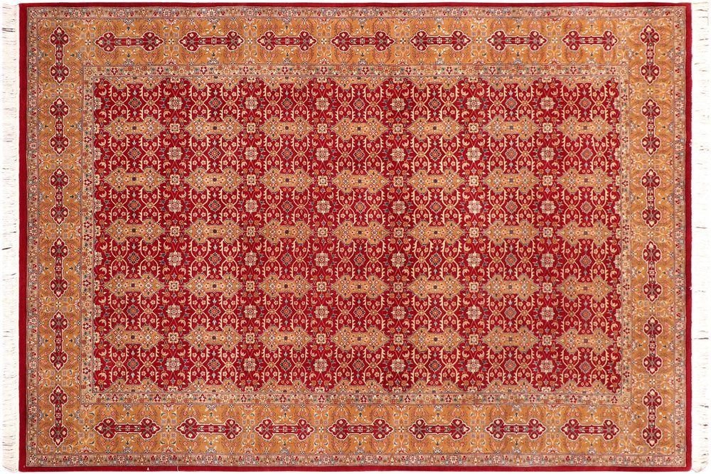 handmade Transitional Red Gold Hand Knotted RECTANGLE 100% WOOL area rug 6x9