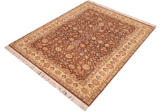handmade Traditional Tabriz Brown Beige Hand Knotted RECTANGLE 100% WOOL area rug 6x9